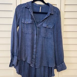 Blue Flowy Button up